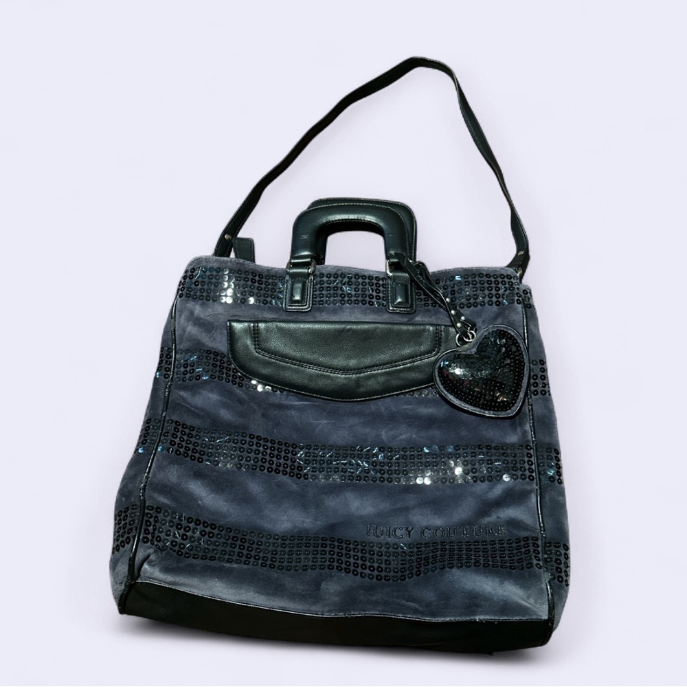 Vintage Juicy Couture Black & Navy Sequin Striped Purse ‼️LOOK AT DESCRIPTION